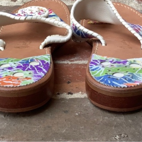 These VTG Jack Rogers leather splatter paint sandals go w/every Lilly on EARTH! - Picture 3 of 11